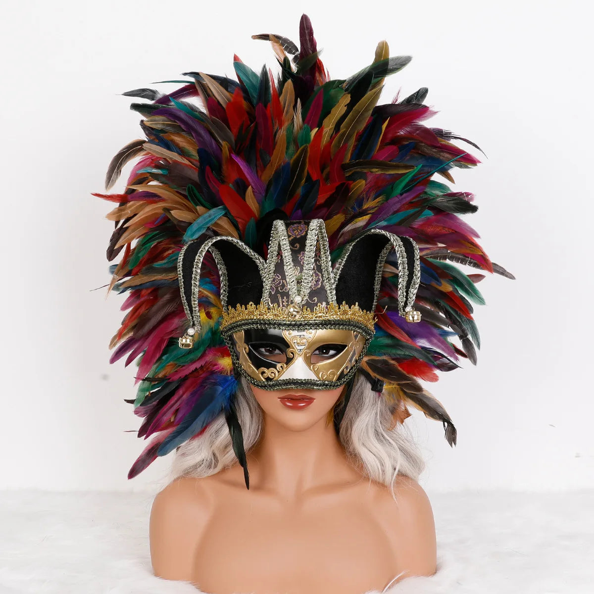 Feather Masquerade Mask | Jester Crown