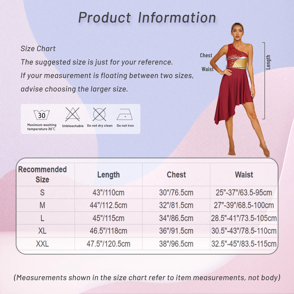 Women's Asymmetric Hem Dance Dress | Mesh & Lace Patchwork | Lyrical, Latin & Performance