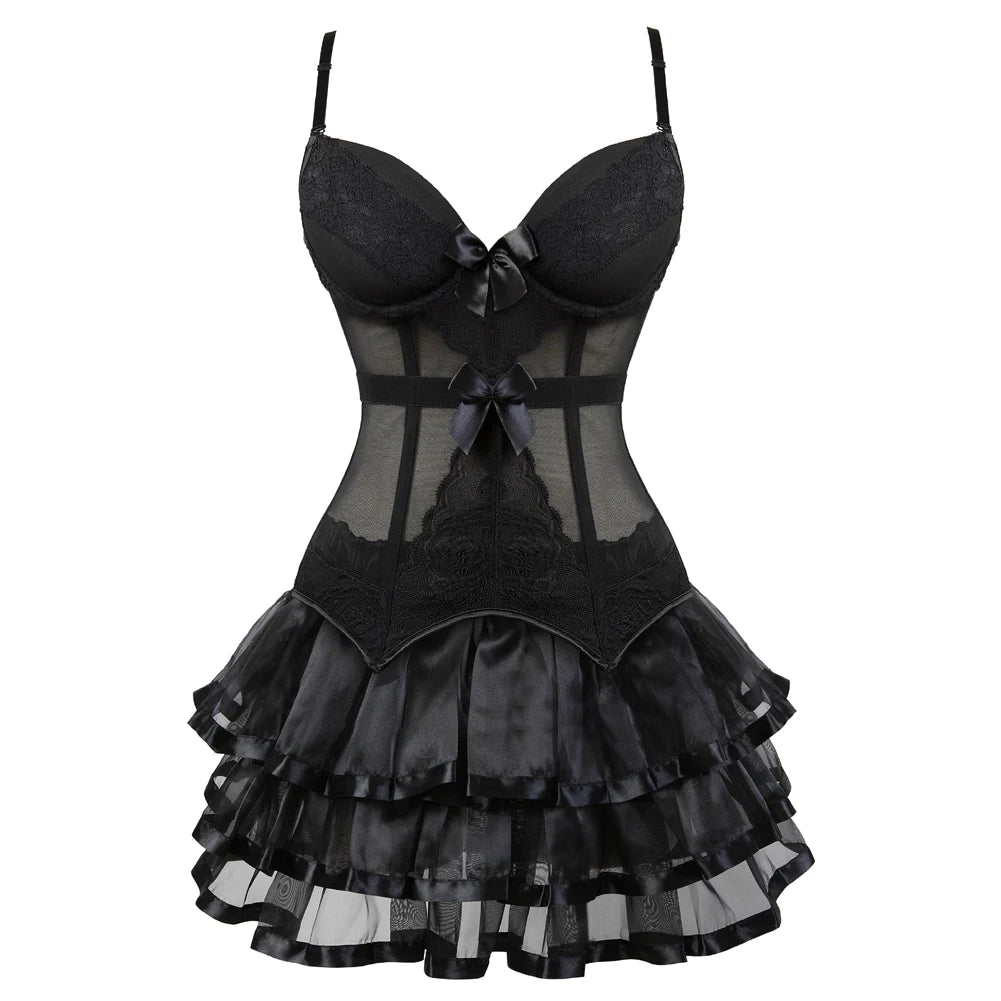 Overbust Corset & Tutu Skirt Set | Straps Cup | Burlesque