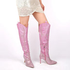 Rhinestone OTK Boot | Stiletto | 4" Heel