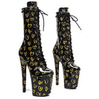 20cm Platform High Heel Pole Dance Boots – Lace-Up Stage & Performance Heels