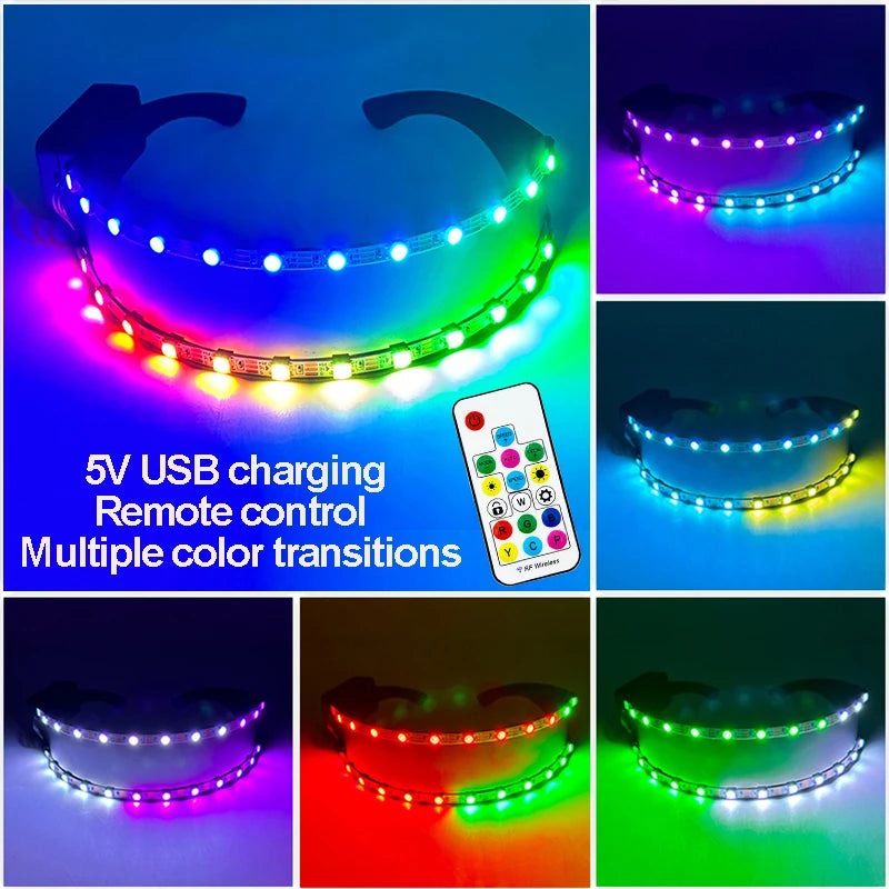 LED Luminous Gloves & Glasses Set - Remote Control Light Up Performance Accessories