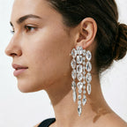 Long Rhinestone Tassel Earrings
