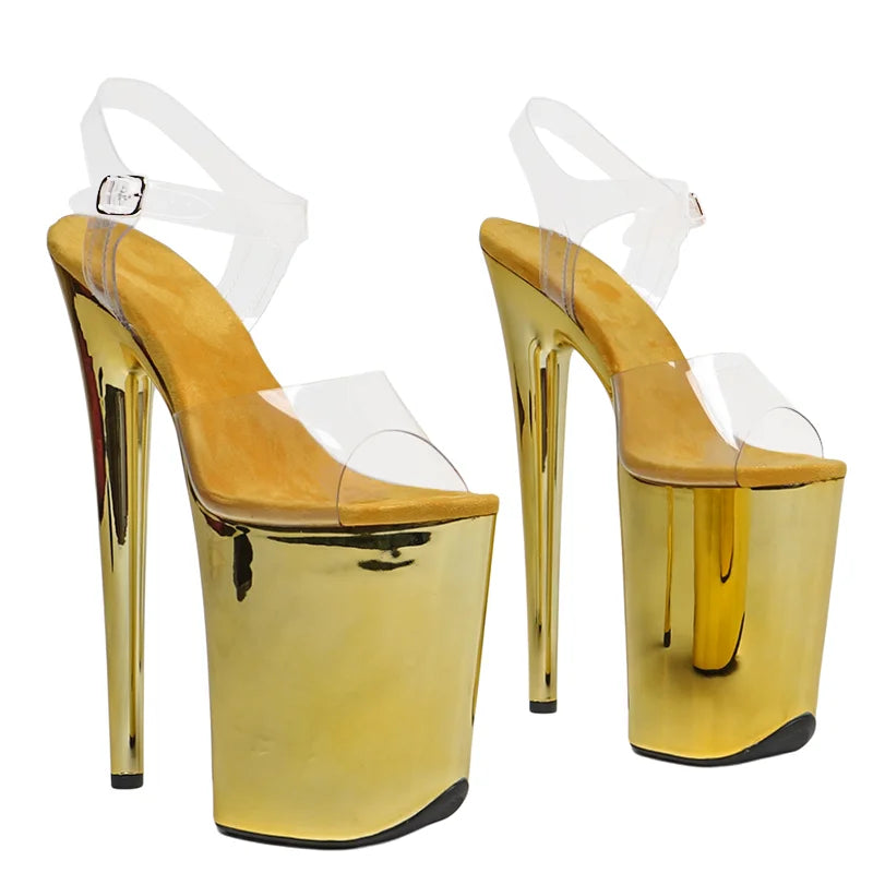 9-Inch Metallic Platform Sandals - Chrome Exotic Dance Heels