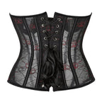 Skull Rose Overbust Corset | Mesh Panels | Gothic Burlesque