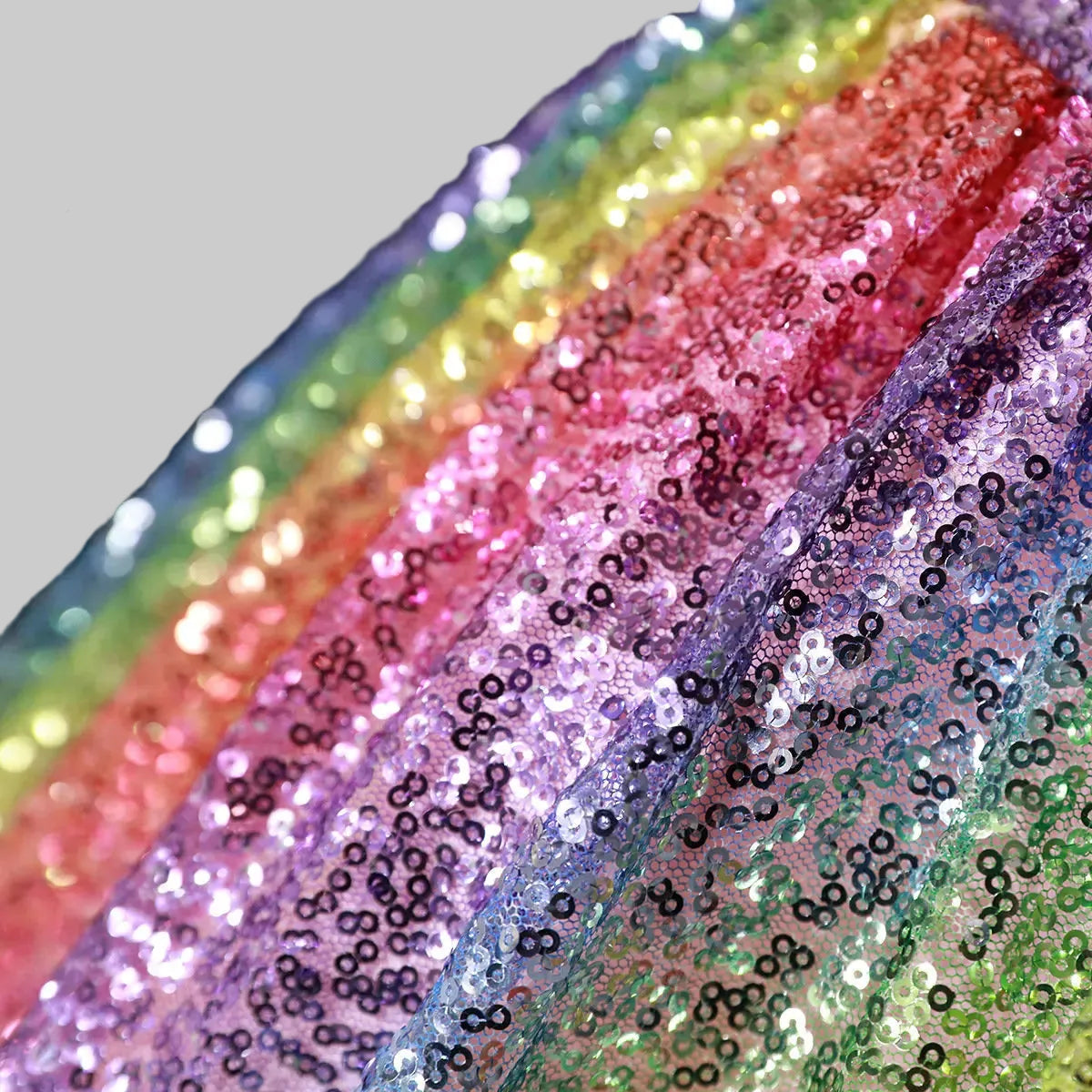 Rainbow Sequin Ball Gown | Off-Shoulder | Floor-Length