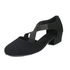 Flock Cross-Strap Dance Practice Heels | Teacher Shoe | 3.5cm