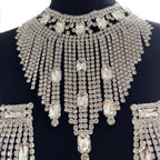 Rhinestone Tassel Necklace & Earring Set | 3-Piece
