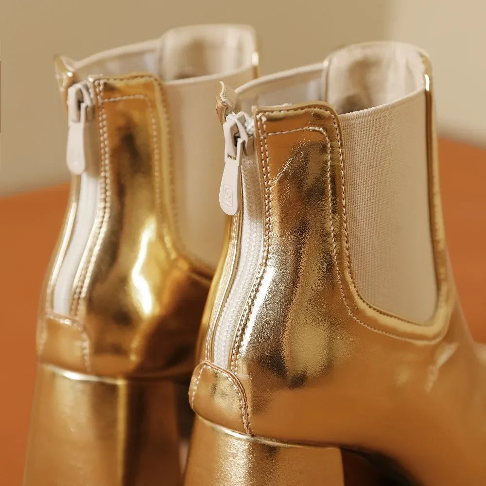 Ankle Boots | Metallic Chelsea | Square Toe