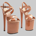 20CM Shiny Patent Platform Sandals - 8 Inch High Heel Pole Dance Shoes