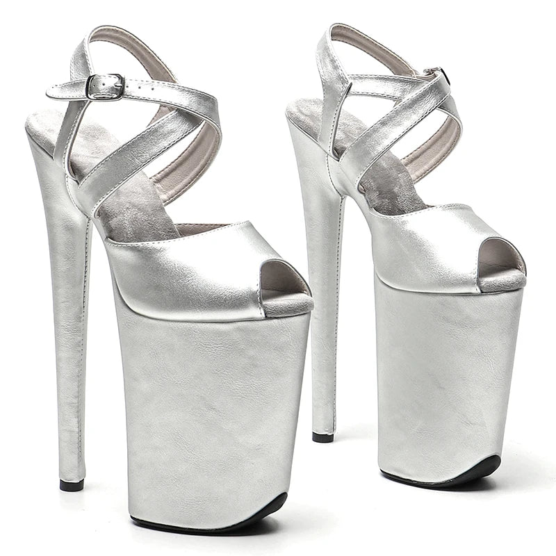 9-Inch Matte Platform Sandals | Open Toe | Cross Strap