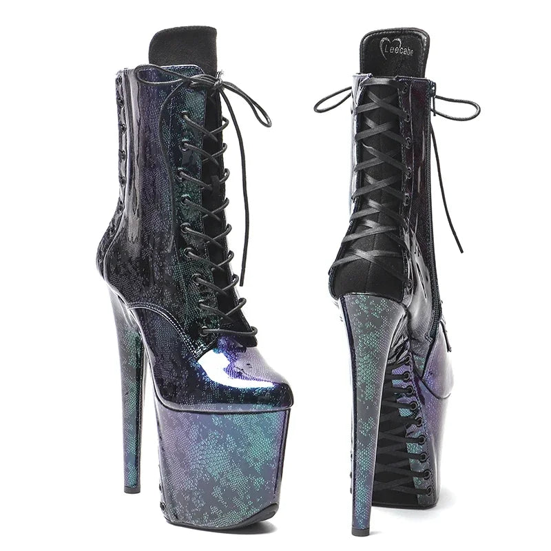 20cm Platform Ankle Boots - Slip-On Dance Boots