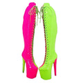 8-Inch Two-Tone Patent Platform Boots - Thigh-High Dance Boots