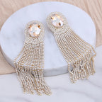 Long Rhinestone Drop Earrings | Clip or Pin