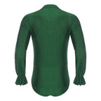 Men's Rhinestone Deep V-Neck Dance Bodysuit | Long Sleeve & Snap Crotch | Latin & Jazz
