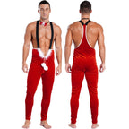 Men's Christmas Jumpsuit | Velvet & Pom-Poms