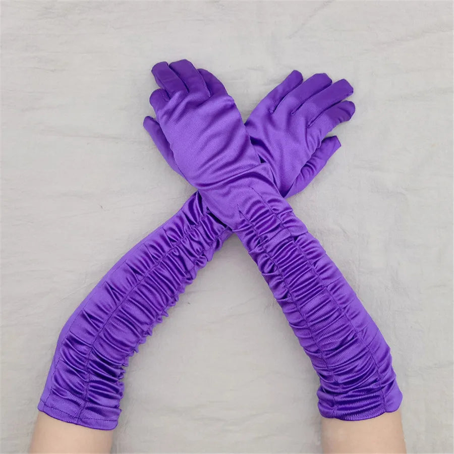 Long Satin Opera Gloves - Dance & Performance Stretch Gloves