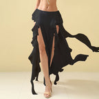 Belly Dance Skirt | Double-Slit Ruffles