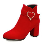 Flock Ankle Boots | Square Heel | Lace-Up | EU 33–52