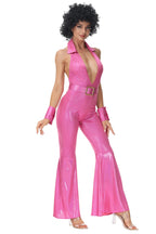 Disco Jumpsuit | Pink Flared Halter