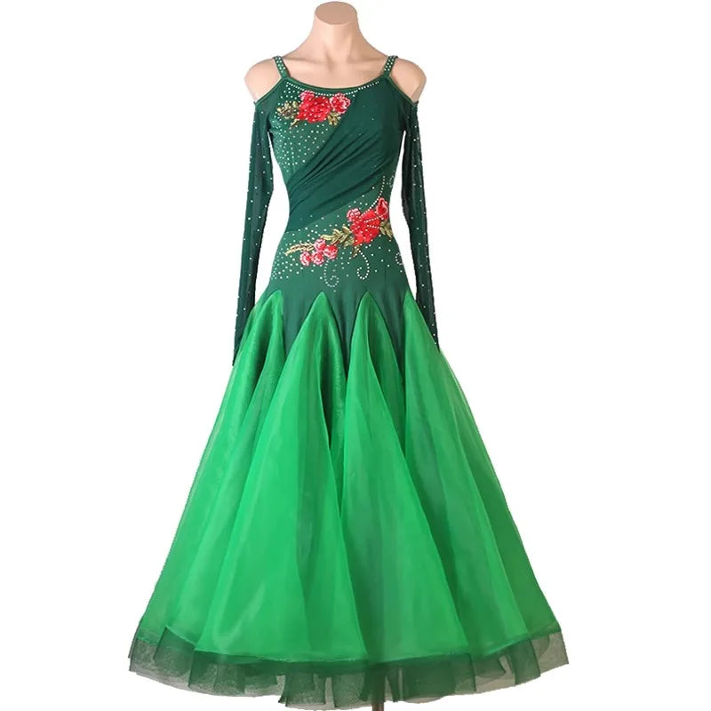 Ballroom Competition Dress | Rhinestone | 6 Colors | XXS-XXL