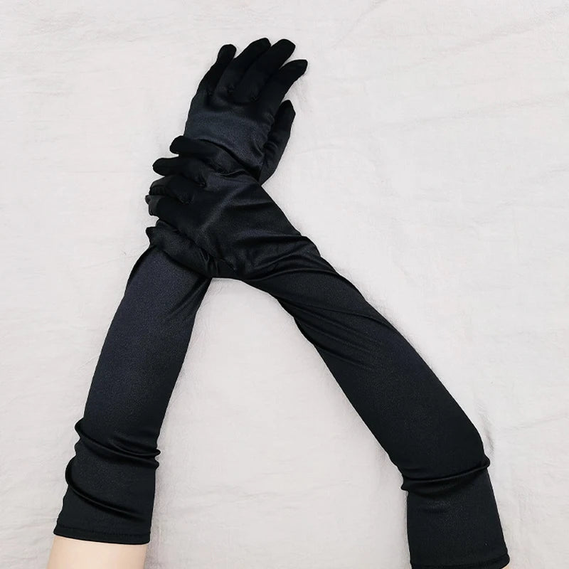 Elbow-Length Satin Gloves | Stagewear