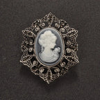 Vintage-Inspired Cameo Brooch | Crystal Rhinestone | Statement Pin