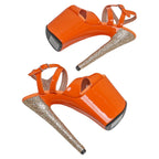 20CM Glitter Platform Pole Dance Sandals - Ultra High Heel Cut-Out Performance Heels