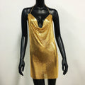 Metal Sequin Halter Mini Dress - Bodycon Party Dress