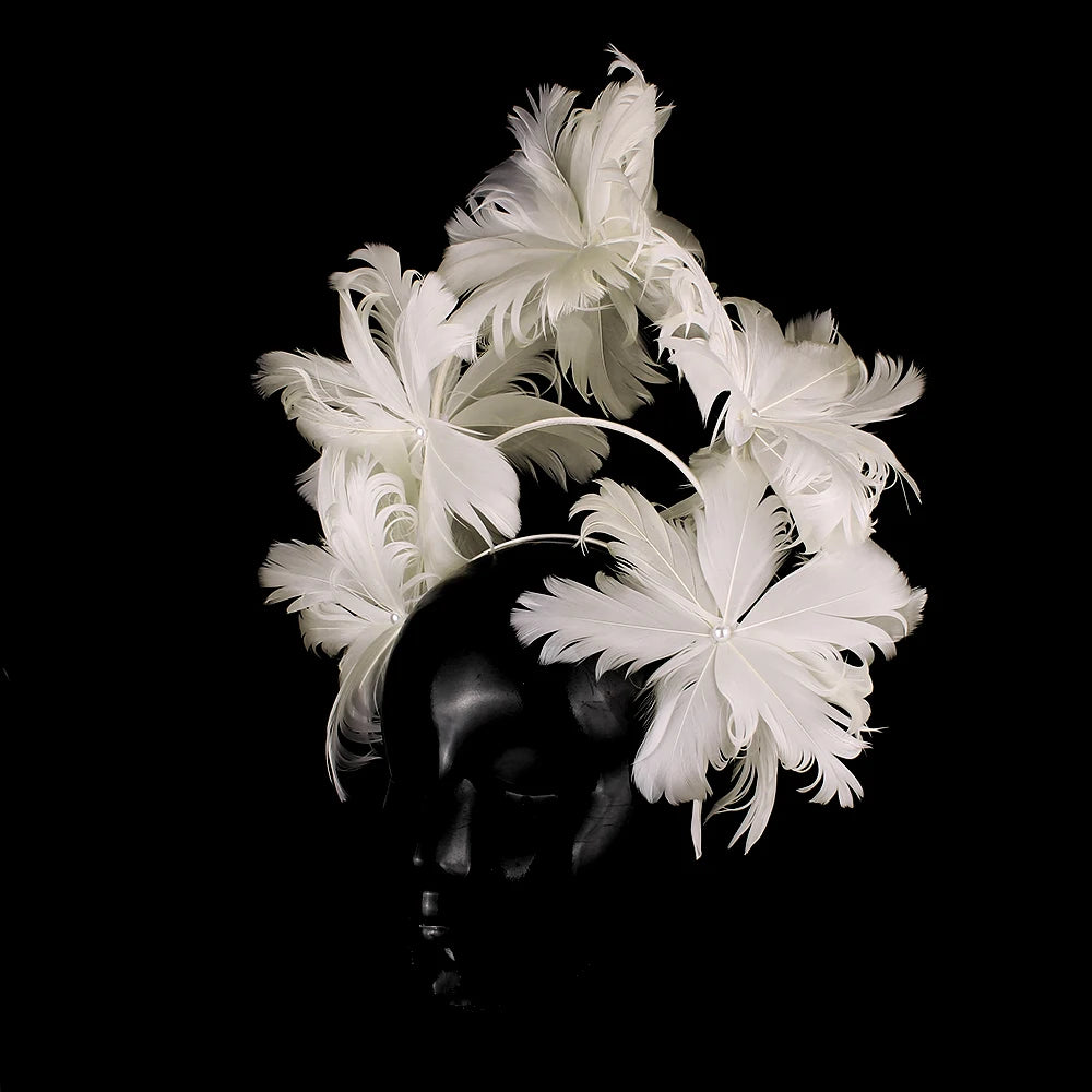 Feather Flower Headdress | Stage & Bridal Headpiece | 16 Colors