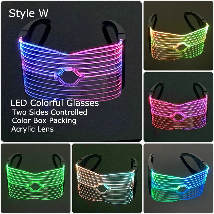 LED Acrylic Visor Glasses | 12-Mode Light-Up Rave Eyewear