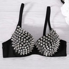 Spike Stud Rhinestone Bra Top | Punk Stage Costume