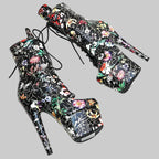 Floral 7-Inch Platform Pole Dance Ankle Boots