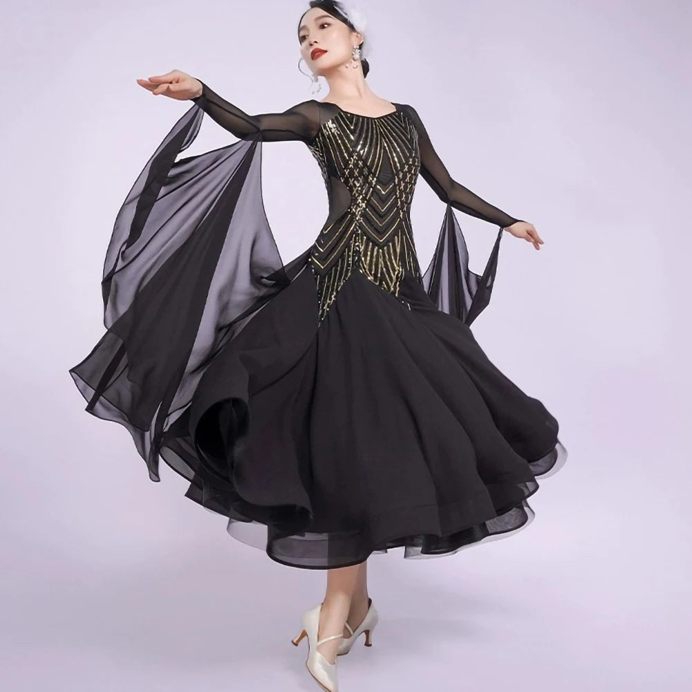 Ballroom Dance Dress | Sequin Glitter Mesh | S-3XL