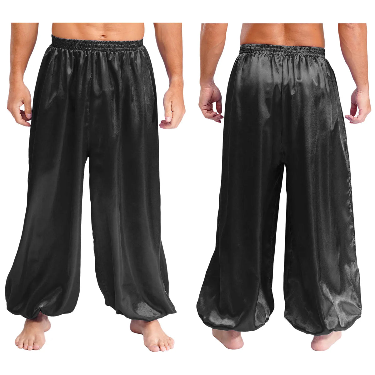 Men's Satin Dance Pants | Elastic Waist | Flowy Fit