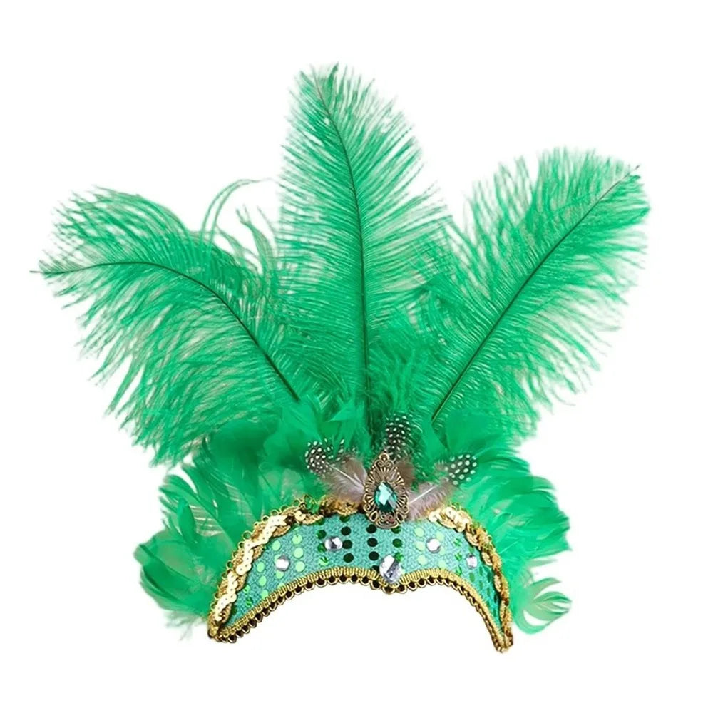 Showgirl Headpiece | Feather Fan Crown