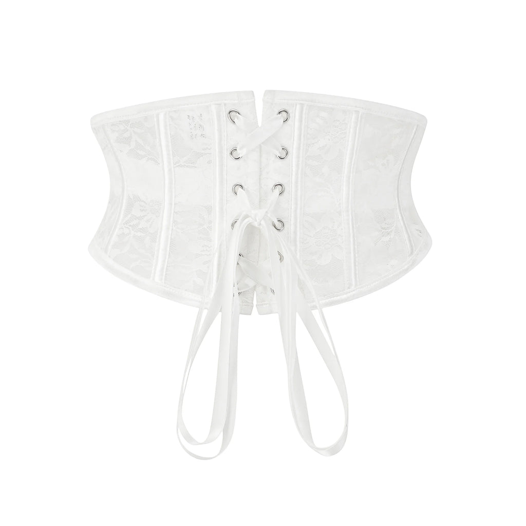 Floral Lace Underbust Corset | Waist Cincher | Back Lace-Up