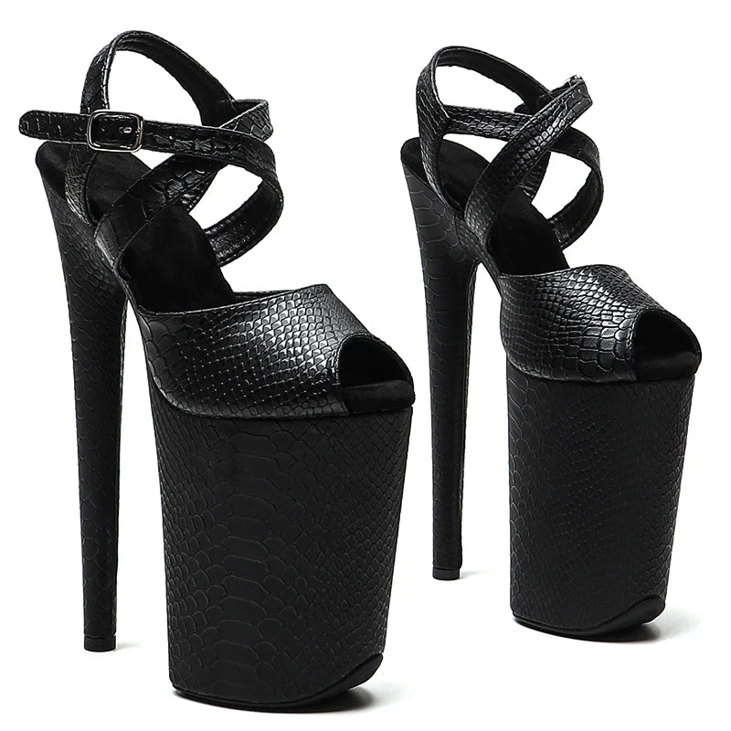 9-Inch Snakeskin Platform Slipper Sandals - Exotic High Heel Performance Shoes