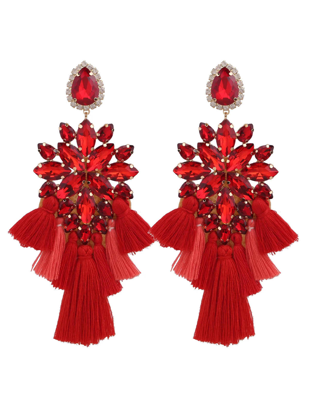 Glass Fringe Drop Earrings | Clip or Pin