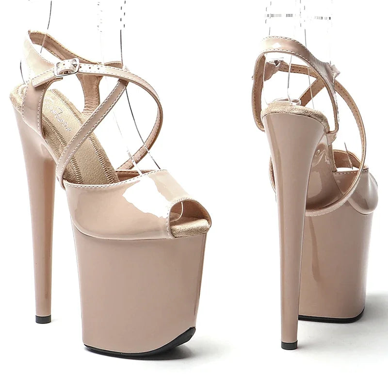 20cm Open Toe Platform Pole Dance Sandals - 8 Inch High Heels