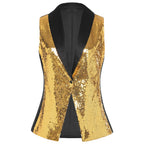 Sequin Contrast Vest | V-Neck Waistcoat | Jazz & Cabaret | Stage Performance