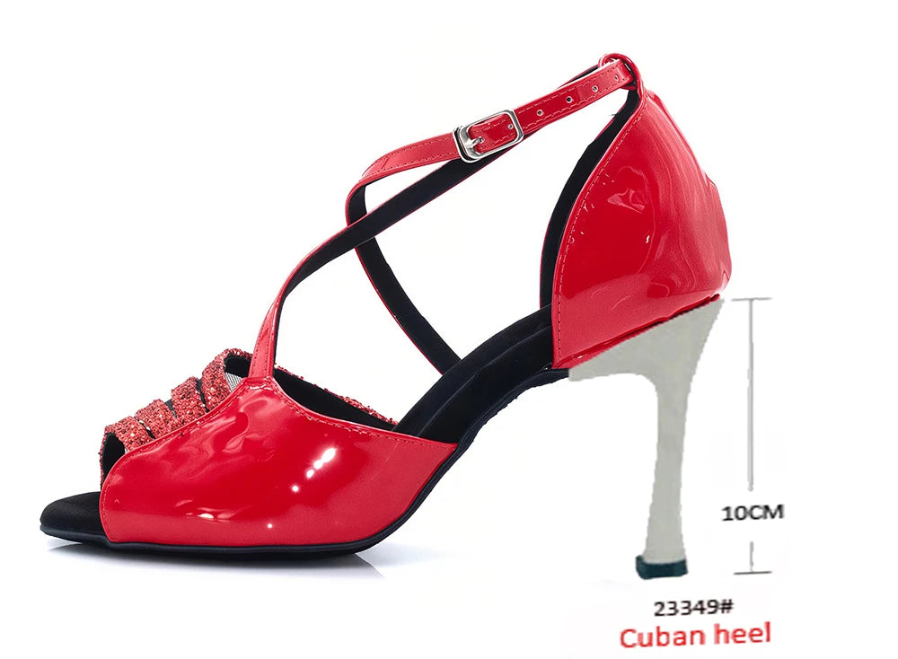 Latin Dance Heels | Red Glitter | Multi-Height