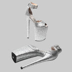 26CM Glitter Platform Sandals - Extreme 10 Inch High Heel Pole Dance Shoes