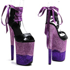 9-Inch Matte Glitter Platform Sandals - Open Toe Dance Heels