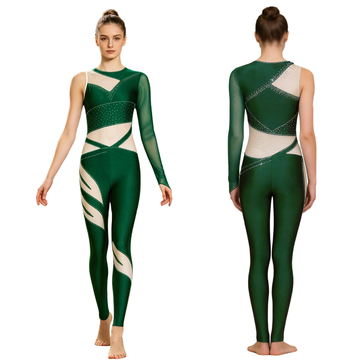 Women's Rhinestone Mesh Unitard | Multiple Styles | 20 Designs | S–3XL