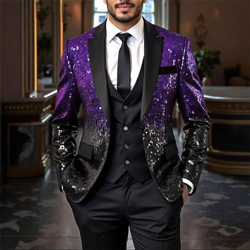 Men’s Sequin Blazer | Contrast Lapels