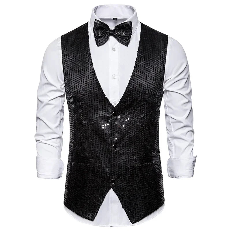 Men's Sequin Waistcoat | V-Neck