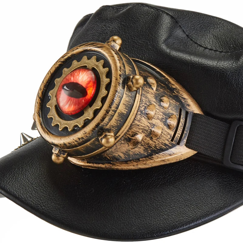 Steampunk Newsboy Cap | Gear & Eye Detail