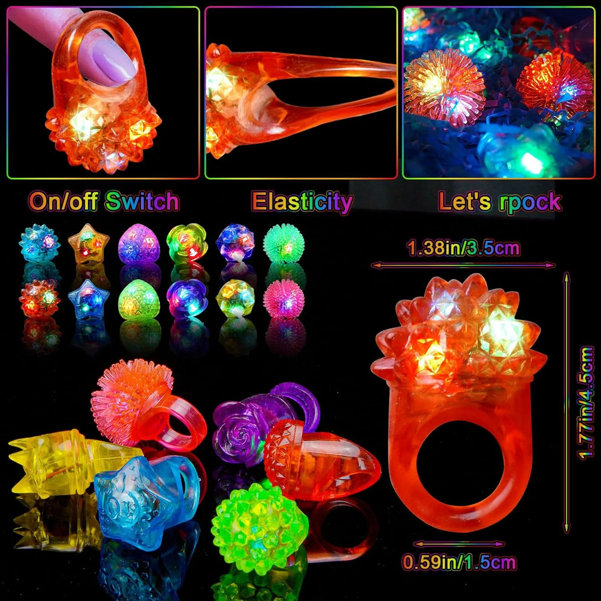 Flashing LED Rings | Rave Party Packs