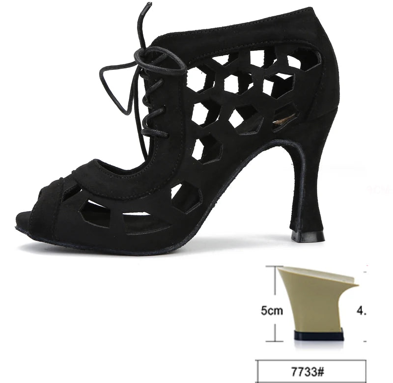 Women's Suede Latin Dance Heels | Rumba Salsa Tango | Cuban Heel